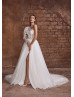 One Shoulder Ivory Lace Organza Slit Wedding Dress One Shoulder Ivory Lace Organza Slit Wedding Dress
